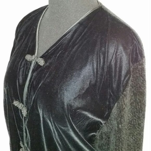 Black velour jacket sweater Medium EXPRESS TRICOT long sleeve button cardigan - Picture 3 of 9